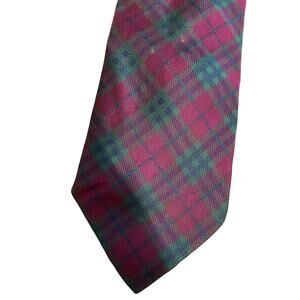 Vintage Carson Pirie Scott Purple / Pink & Teal Plaid 100% Italian Silk Necktie